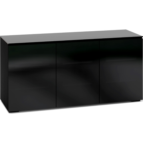 Oslo 337 65" Extra Tall TV Stand Cabinet in Black Oak with Smoked Black Glass Doors & Top